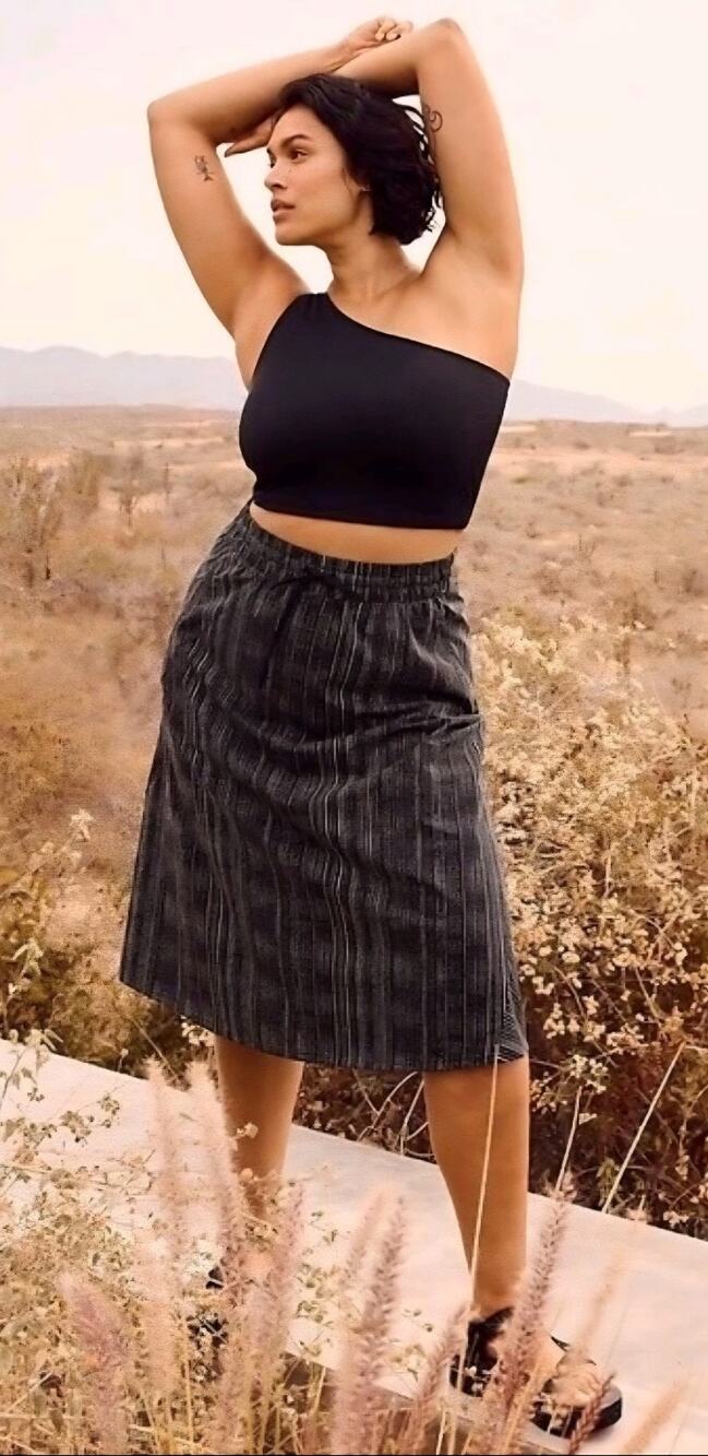 ATHLETA Arrival Skirt Modest Plus 20 Amara Stripe Black #586898 NEW $99.00